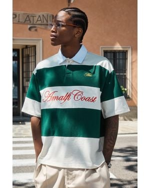 Boohoo Oversized Amalfi Striped Rugby Polo - Green