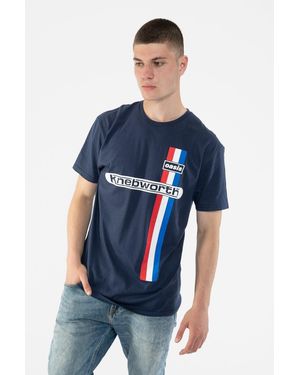 BoohooMAN Oasis Knebworth Vertical Stripe T Shirt - Blue