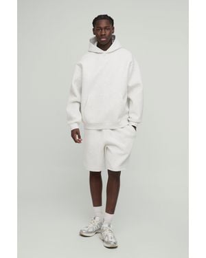 BoohooMAN Kastiger Oversize Trainingsanzug mit Kapuze - Weiß