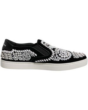 BoohooMAN Dolce & Gabbana Embellished Velvet Slipon Sneakers- Black And White Casual Shoes