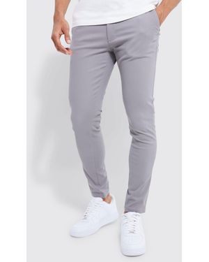 BoohooMAN Fixed Waist Skinny Chino Trouser - Grey