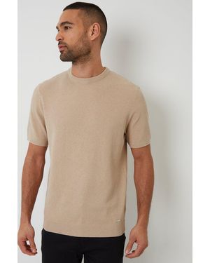 BoohooMAN Threadbare Moss Stitch Knitted T-shirt - Natural