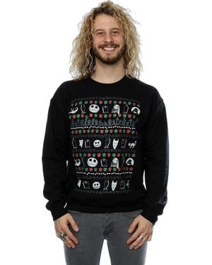 BoohooMAN Disney Nightmare Before Christmas Festive Icons Sweatshirt - Black