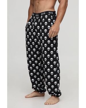 BoohooMAN Halloween Skull Print Lounge Joggers - Schwarz