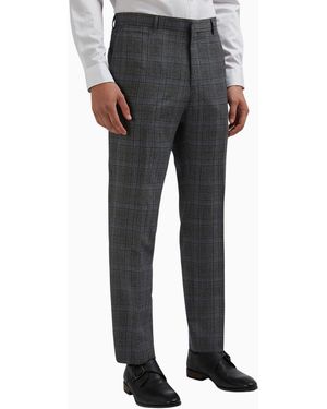 BoohooMAN Ted Baker Prince Of Wales Check Slim Fit Trousers - Grey