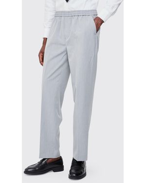 BoohooMAN Elastic Waist Straight Fit Tailored Pants - Gray