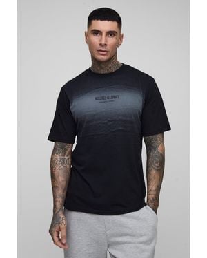 BoohooMAN Tall Limited Edition Print Spay Wash Regular T-Shirt - Blue