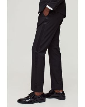 BoohooMAN Skinny Tuxedo Suit Trouser - Black