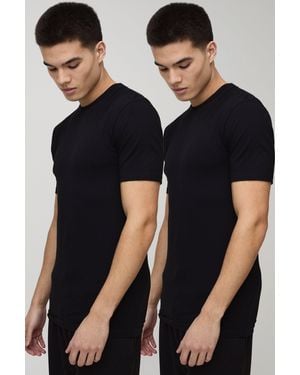 Boohoo 2 Pack Muscle Fit T-Shirt - Black