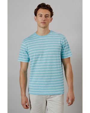 BoohooMAN Light Blue Broken Stripe T-shirt