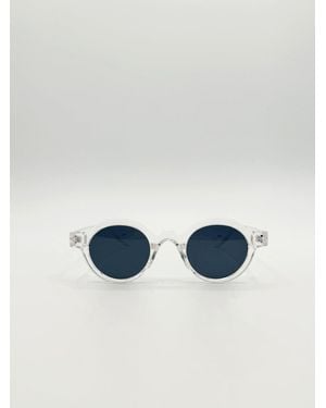 BoohooMAN Classic Round Mens Sunglasses In Transparent - Blue
