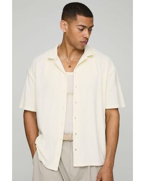 BoohooMAN Oversized Revere Collar Short Sleeve Shirt - White