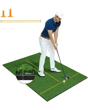 BoohooMAN Costway 5x3 Ft Golf Hitting Mat Standard Real Feel Golf Practice Mat Artificial Turf Mat - Green