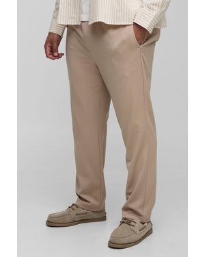 BoohooMAN Plus Elasticated Waist Tapered Smart Woven Sweatpants - Natural