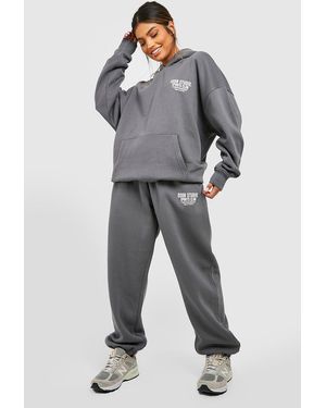 BoohooMAN Dsgn Studio Sports Club Slogan Oversized Jogger - Grey