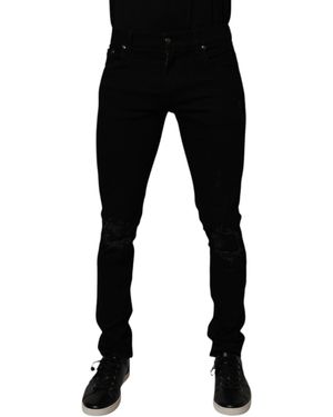 BoohooMAN Dolce & Gabbana Skinny Distressed Jeans - Black Trousers
