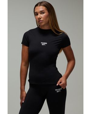 BoohooMAN Training Dept Sculpt Short Sleeve Top - Black