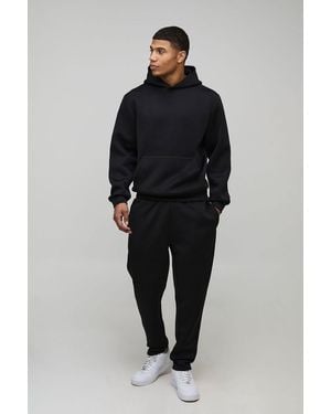 BoohooMAN Regular Fit Bonded Scuba Hooded Tracksuit - Black