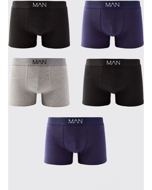 BoohooMAN 5 Pack Mixed Colour Trunks - Blue