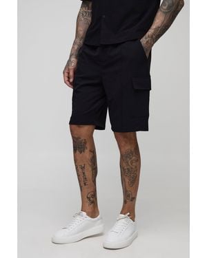 BoohooMAN Tall Cargo-Shorts mit Stretch - Schwarz