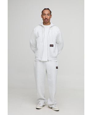 Boohoo Boxy Zip Through Embroidered Straight Leg Tracksuit - Grey