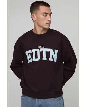Boohoo Oversized Boxy Lmtd Edtn Applique Sweatshirt - Negro