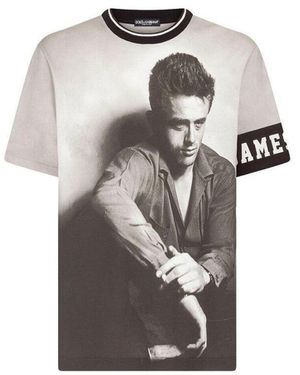 BoohooMAN Dolce & Gabbana James Dean Print Cotton T-shirt - Black - White