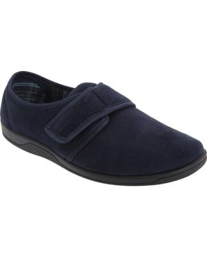 BoohooMAN Sleepers Tom Imitation Suede Touch Fastening Slippers - Blue