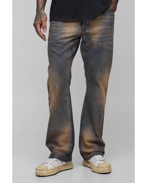 BoohooMAN Tall Extreme Tinted Stonewash Flared Jeans - Gray