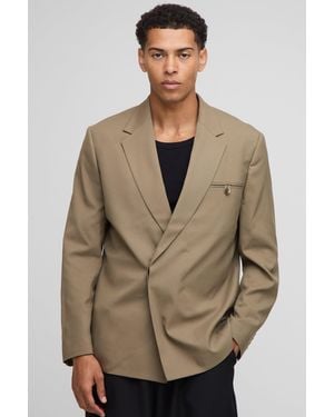 BoohooMAN Relaxed Fit Boxy Blazer - Natural