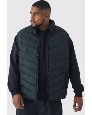 BoohooMAN Quilted Funnel Neck Tank Top - Blue