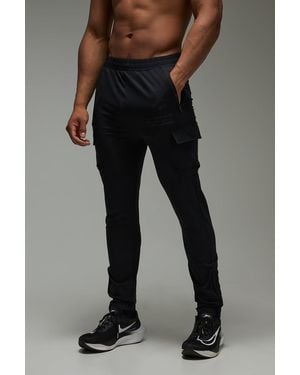 Boohoo Active Gym Al Tapered Cargo Jogger - Black