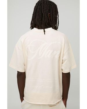 BoohooMAN Oversized Boxy Loopback MAN Script Distressed T-shirt - Schwarz
