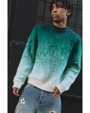 BoohooMAN Brushed Ombre Striped Boxy Jumper - Grün