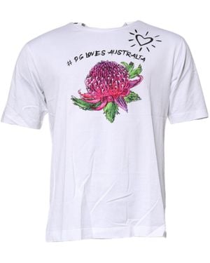 BoohooMAN Dolce & Gabbana Australia Flower Graphic Tee - White T-shirts