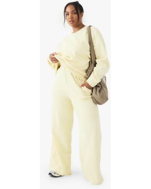BoohooMAN Plus Dsgn Studio Embroidered Straight Leg Jogger - Natural