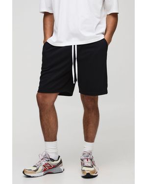 BoohooMAN Relaxed Interlock Italia Embroidered Short Length Shorts - Black