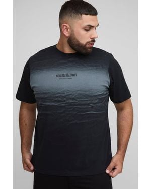 BoohooMAN Plus Limited Edition Print Spay Wash Regular Fit T-Shirt - Blue