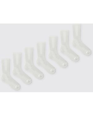Boohoo Pack De 7 Pares De Calcetines Deportivos Lisos - Blanco