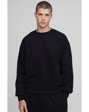 BoohooMAN Basic Oversized Boxy Crew Neck Sweatshirt - Blue