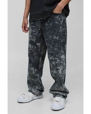 BoohooMAN Relaxed Acid Wash Pants - Black