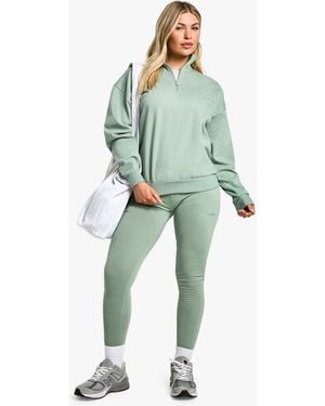 BoohooMAN Dsgn Studio Half Zip Sweatshirt And Legging Set - Green