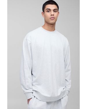 BoohooMAN Tall 260Gsm Loopback Oversized Fit Basic Sweat - White
