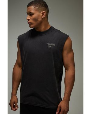 BoohooMAN Training Dept Washed Oversized Tank - Black