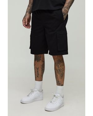 BoohooMAN Tall Bungee Waist Baggy Shorts - Black