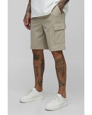BoohooMAN Tall Cargo-Shorts mit Stretch - Natur