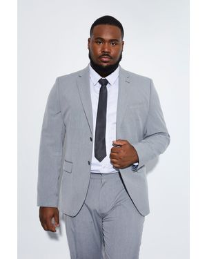 BoohooMAN Plus Slim Single Breasted Suit Jacket - Grey