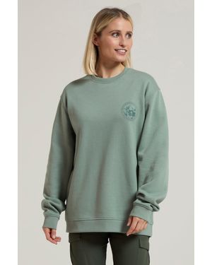 BoohooMAN Mountain Warehouse 'circle Mountain' Casual Loungewear Graphic Crew Neck Sweatshirt - Green