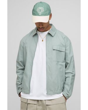 BoohooMAN Harrington-Jacke aus Leinenmischung mit elastischen Bündchen - Grau