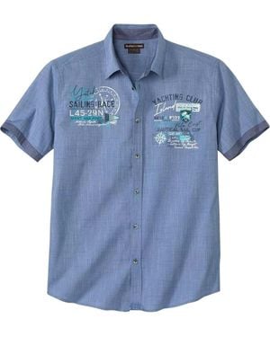 BoohooMAN Atlas For Men Flame Slub Poplin Shirt - Blue